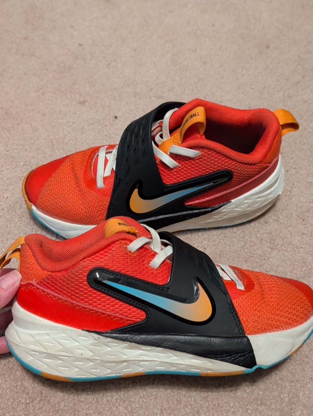 Nike Team Hustle D 10 Kids' Basketball Sneakers Orange & Black